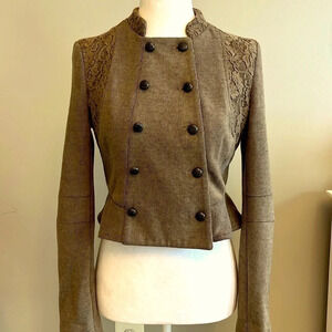 FREE PEOPLE lace, double breasted, cropped blazer size 2